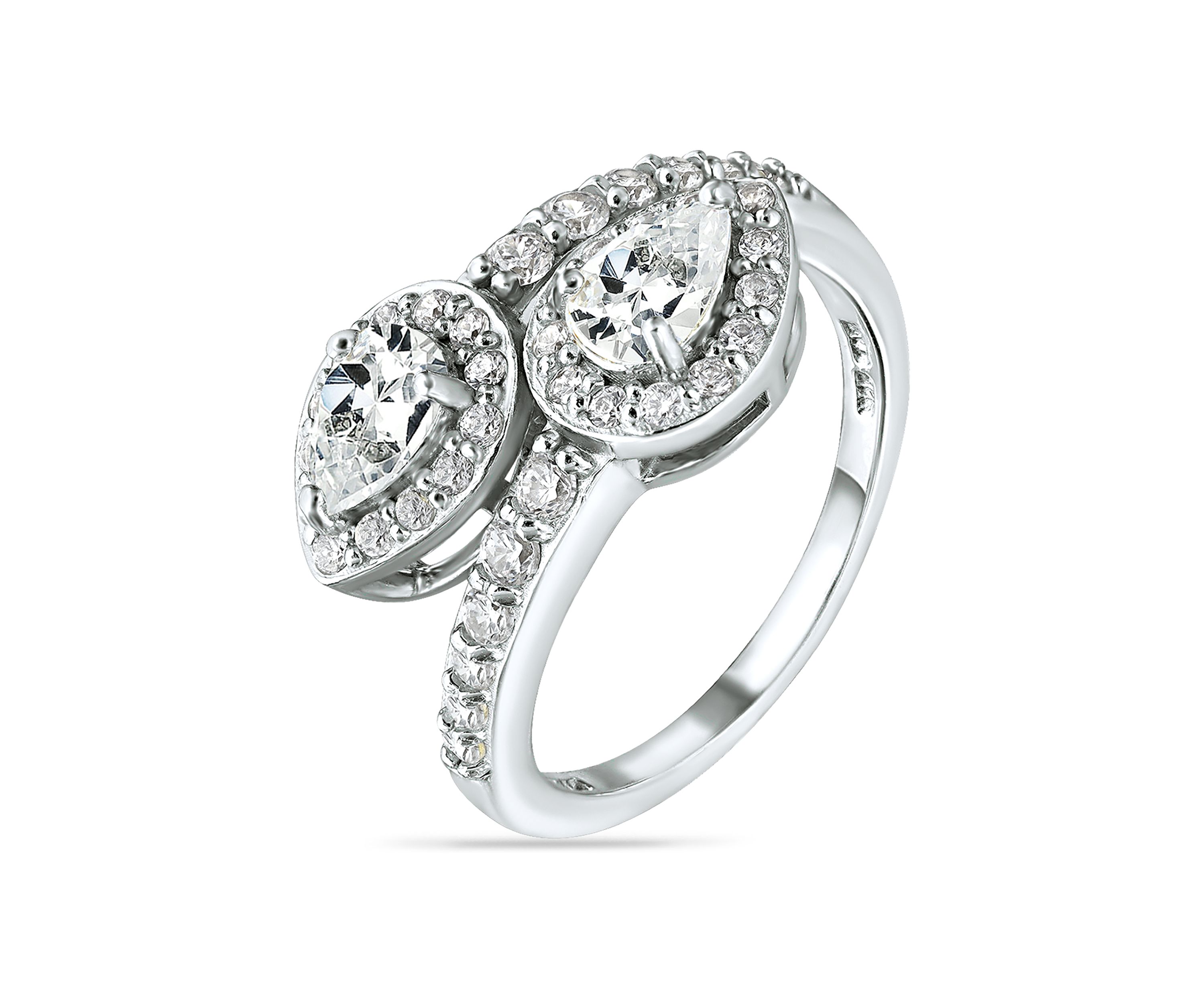 Sterling Silver Cubic Zirconia Engagement Ring with Wedding Band