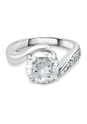 Sterling Silver Cubic Zirconia Engagement Ring with Wedding Band