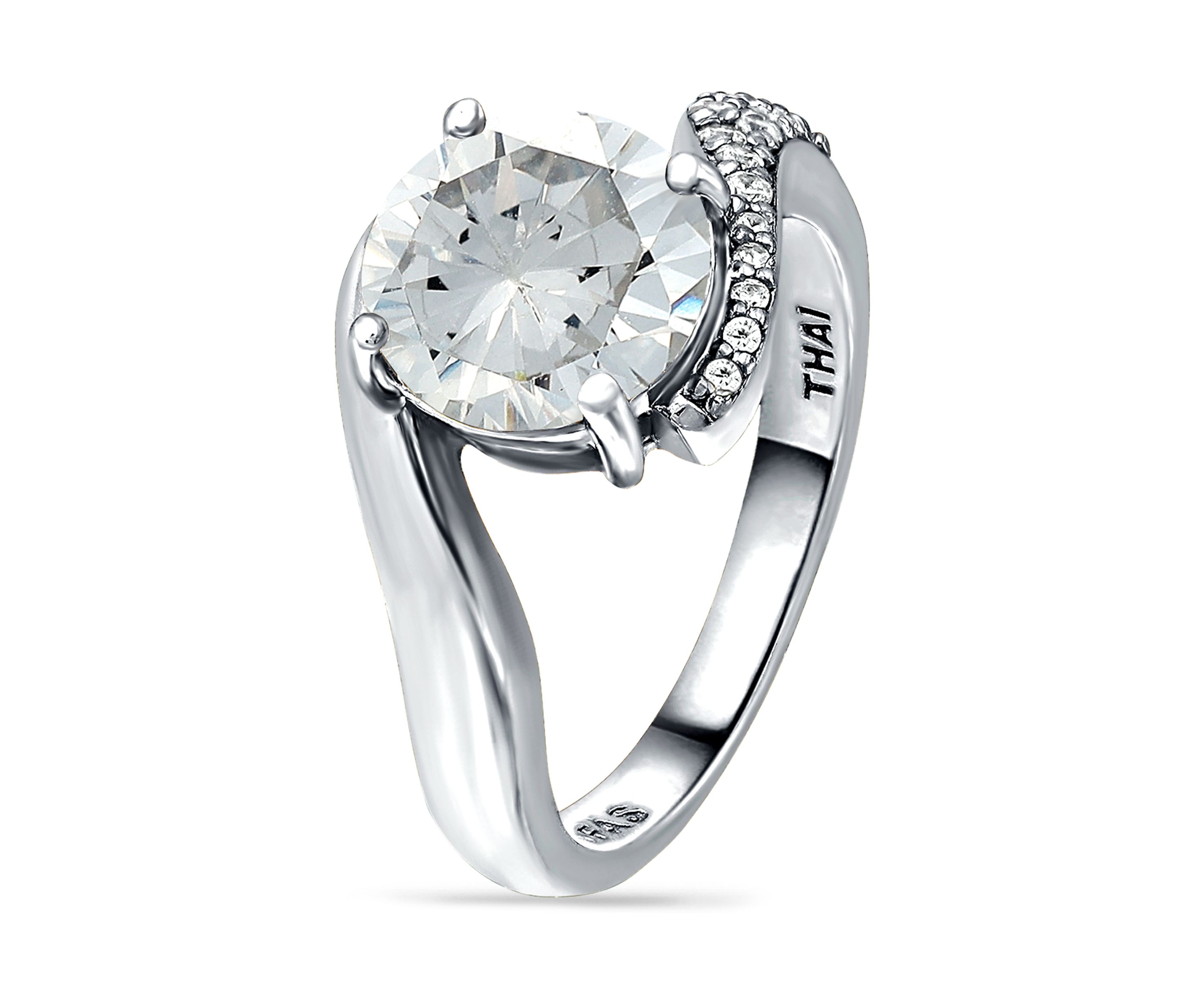 Sterling Silver Cubic Zirconia Engagement Ring with Wedding Band