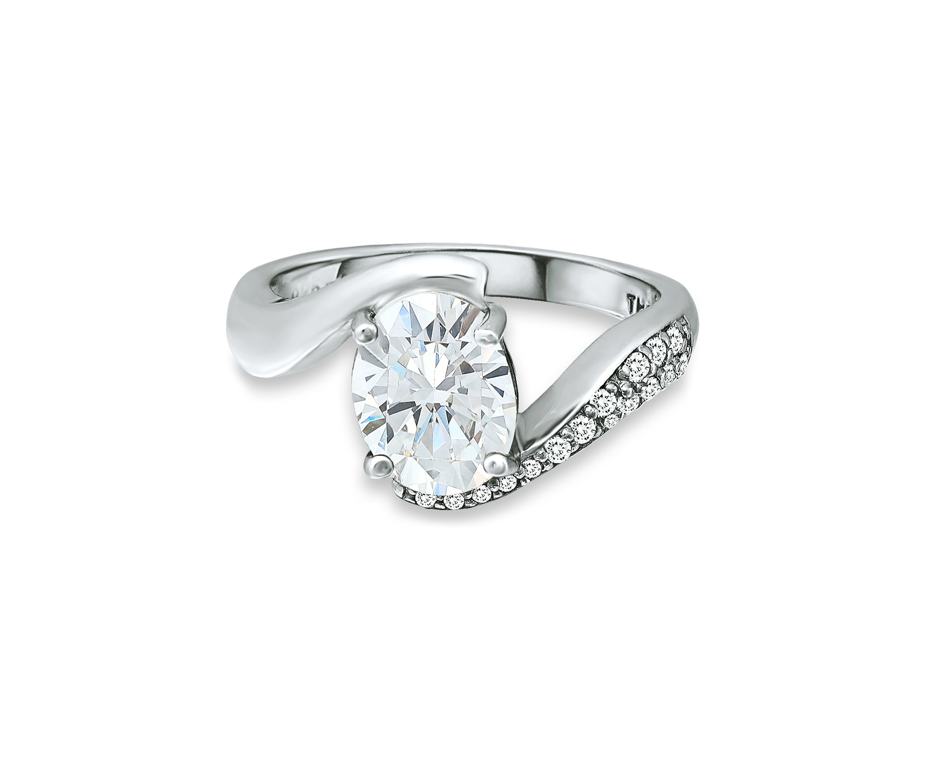 Sterling Silver 1.55 ct. t.w. Cubic Zirconia Engagement Ring with Wedding Band