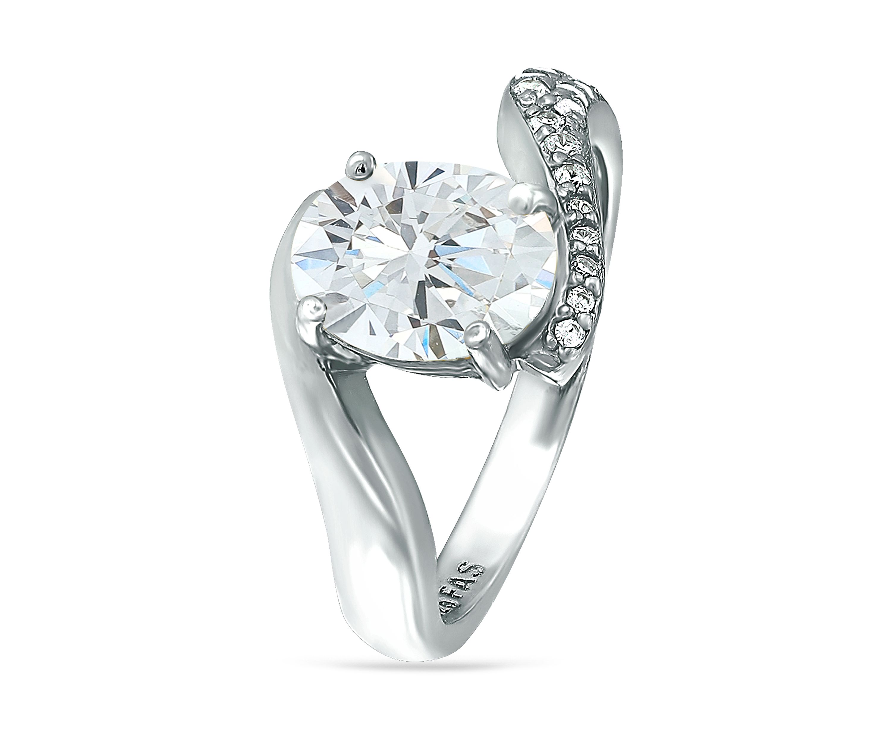 Sterling Silver 1.55 ct. t.w. Cubic Zirconia Engagement Ring with Wedding Band