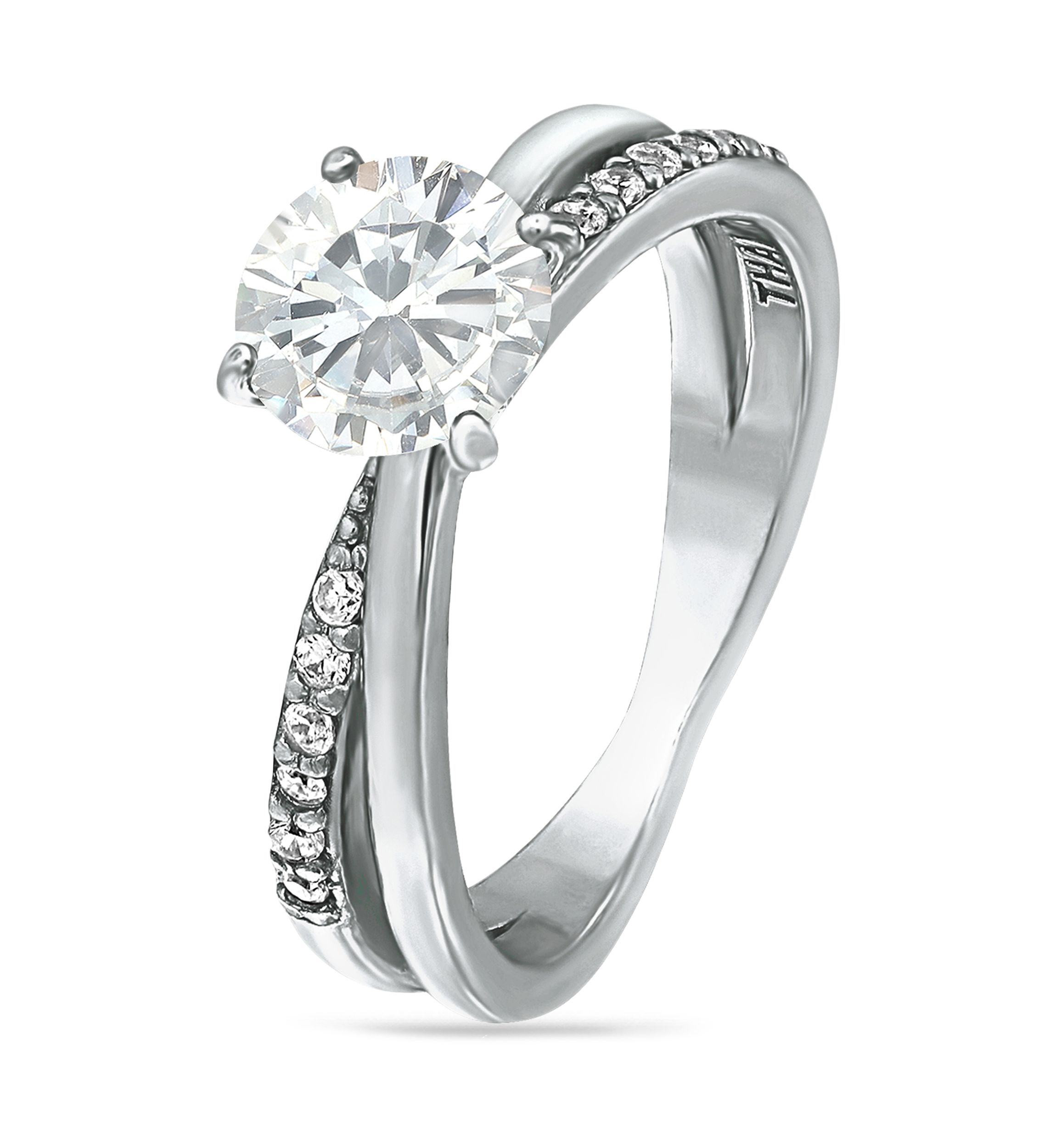 Sterling Silver Cubic Zirconia Engagement Ring with Wedding Band