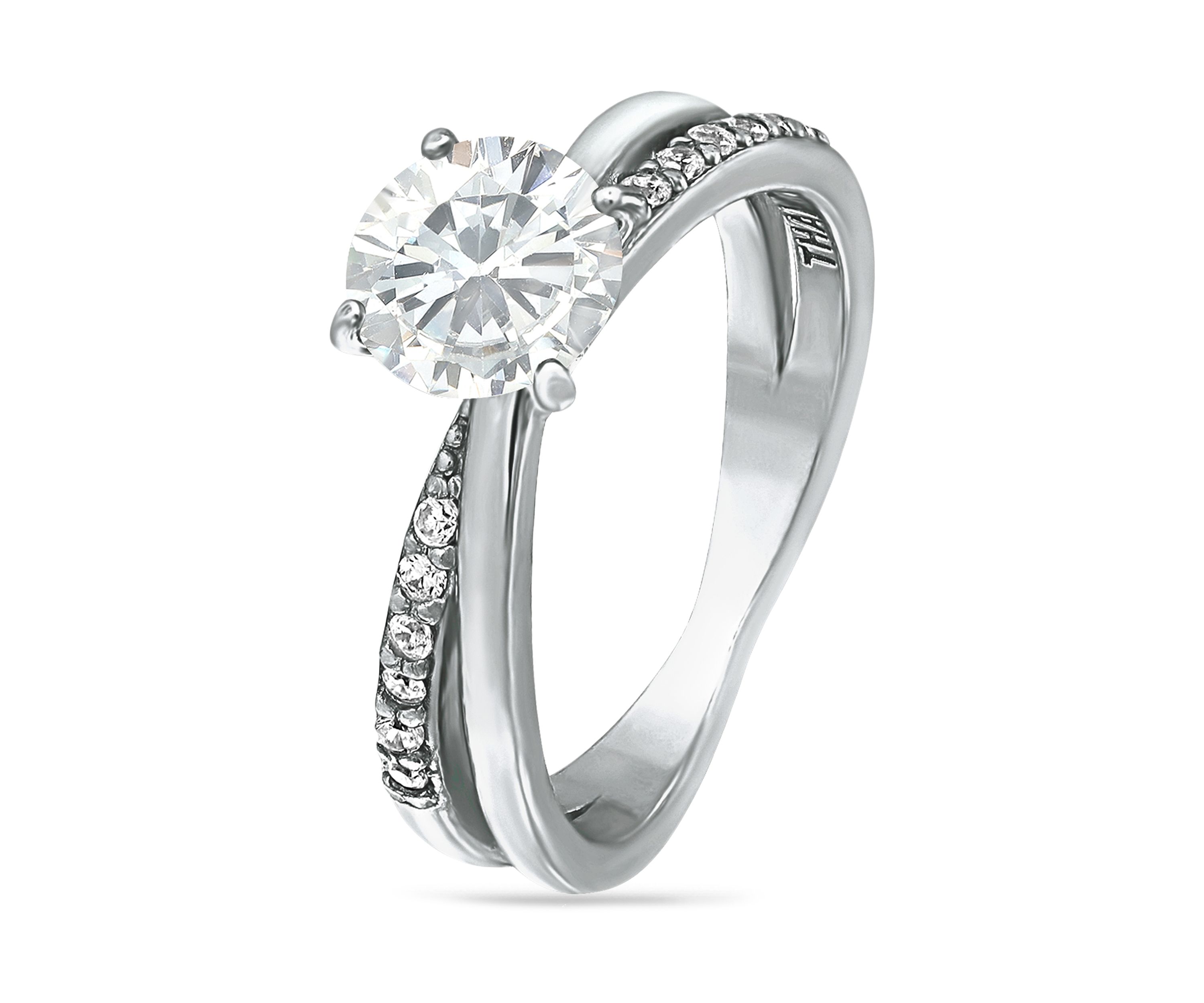Sterling Silver Cubic Zirconia Engagement Ring with Wedding Band