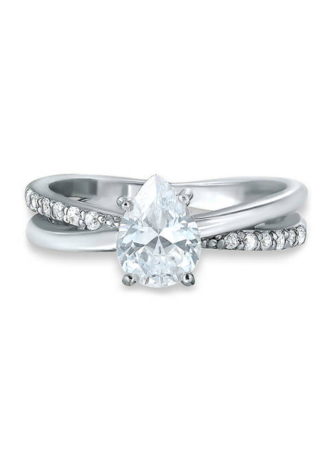 B.Brilliant Sterling Silver Cubic Zirconia Engagement Ring with