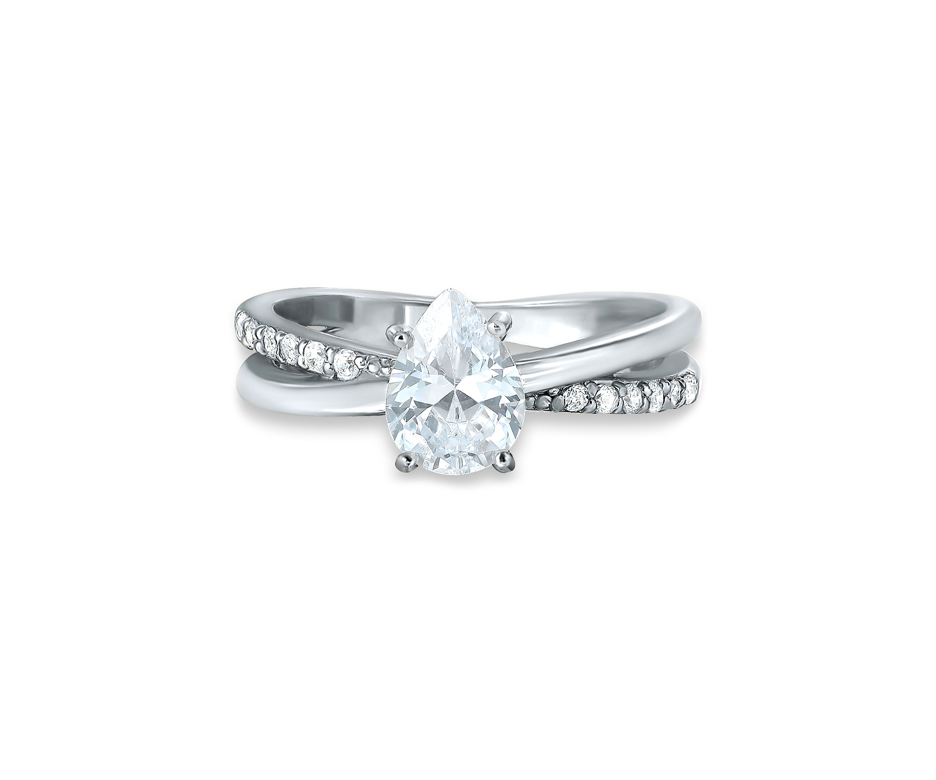 Sterling Silver Cubic Zirconia Engagement Ring with Wedding Band