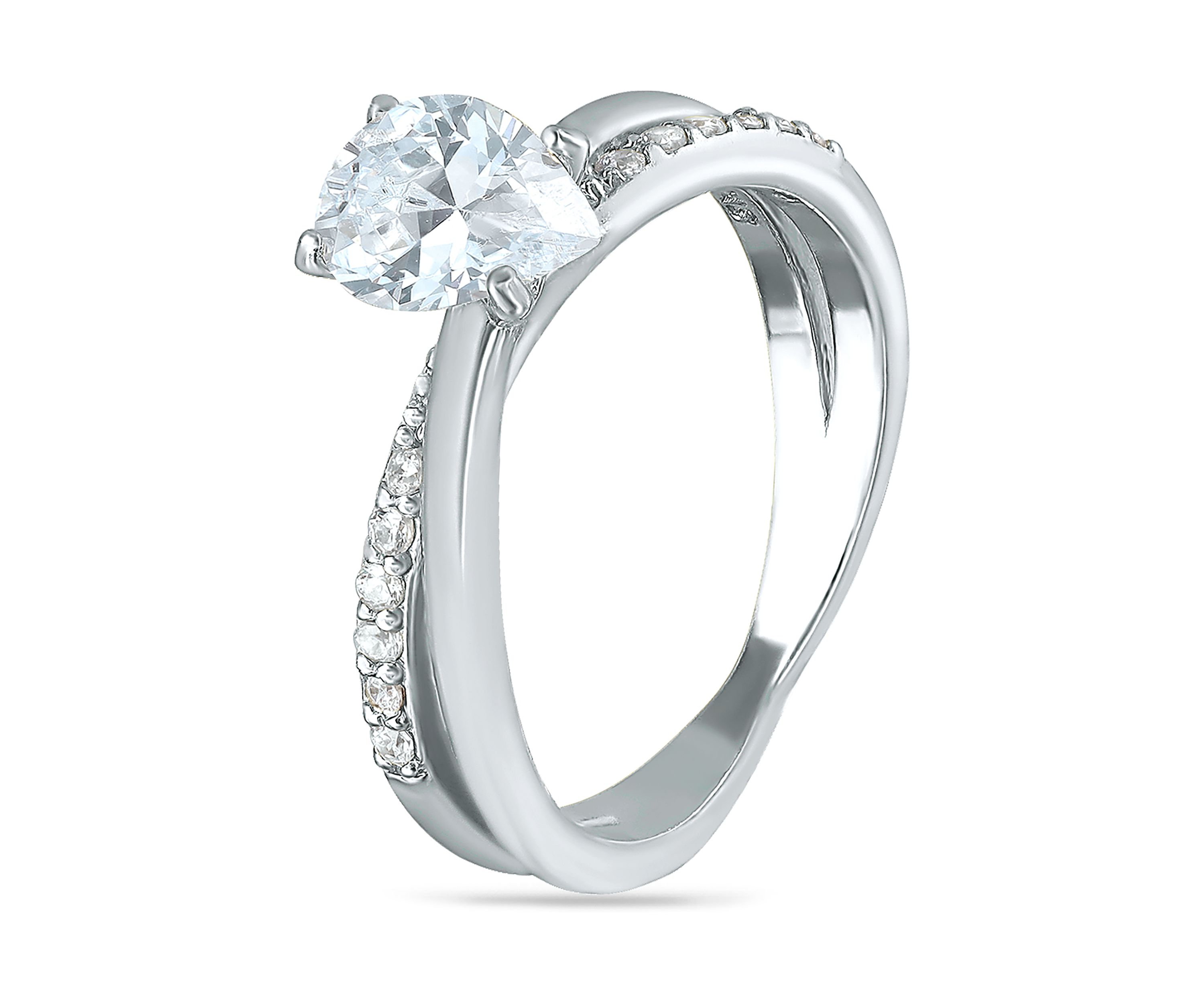 Sterling Silver Cubic Zirconia Engagement Ring with Wedding Band