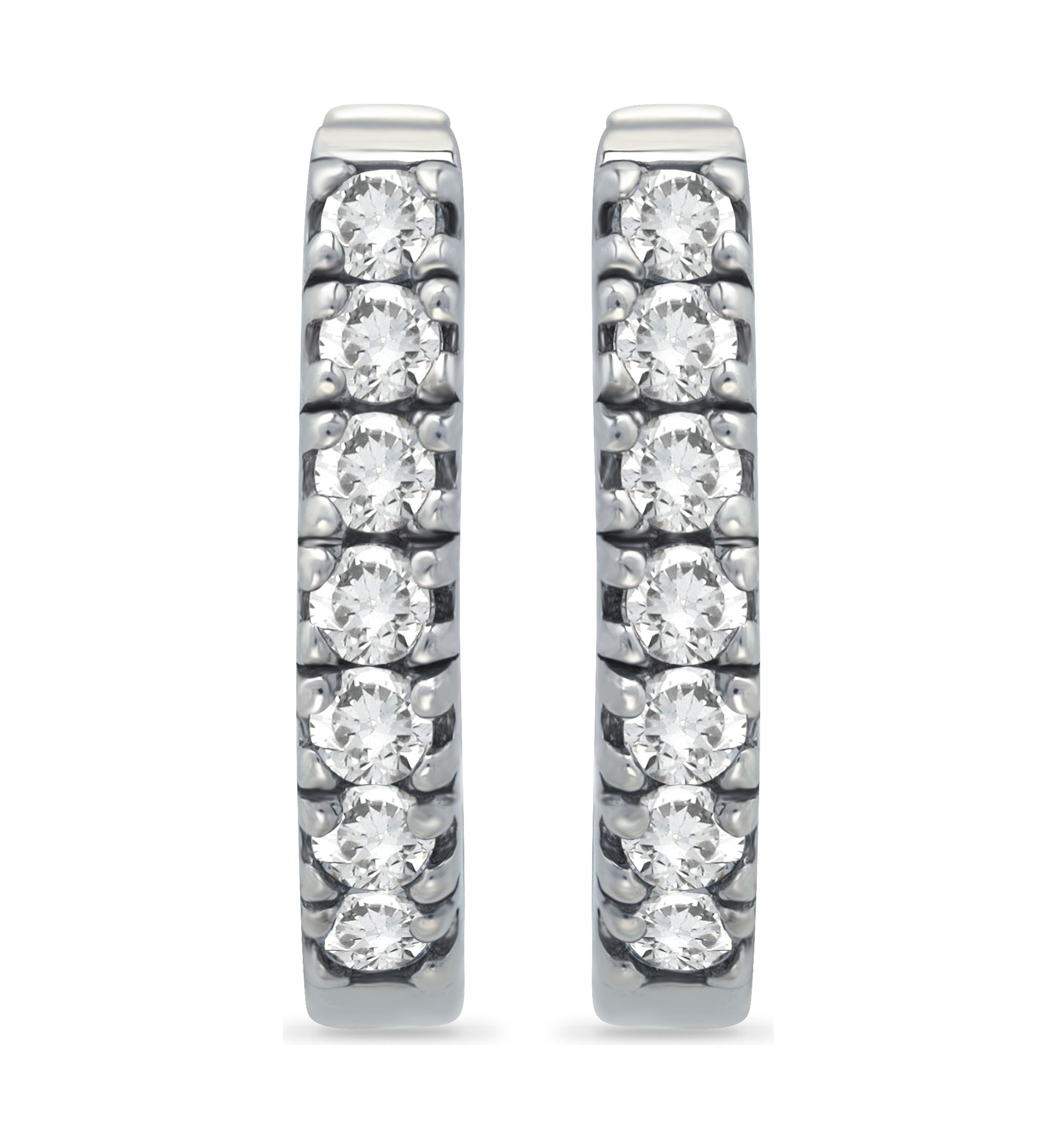 Sterling Silver Cubic Zirconia Oval Huggie Hoop Earrings