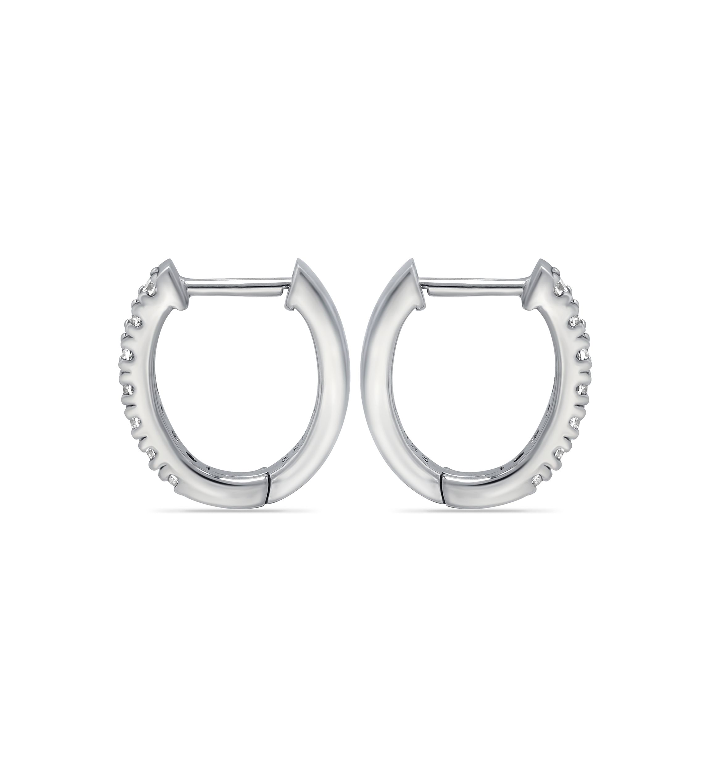 Sterling Silver Cubic Zirconia Oval Huggie Hoop Earrings