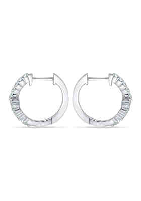 Brilliant $100 Retail Cubic Zirconia Sterling Silver Hoop Earrings NWT NEW B 