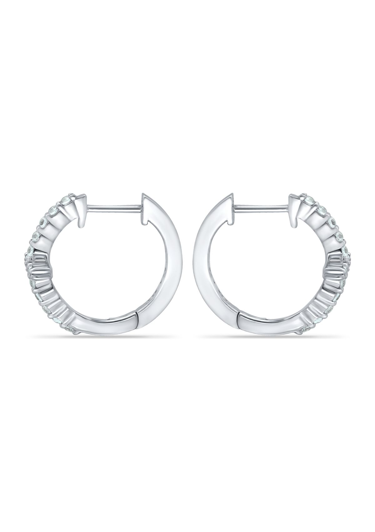 Sterling Silver Pavé Cubic Zirconia Cross Huggie Hoop Earrings