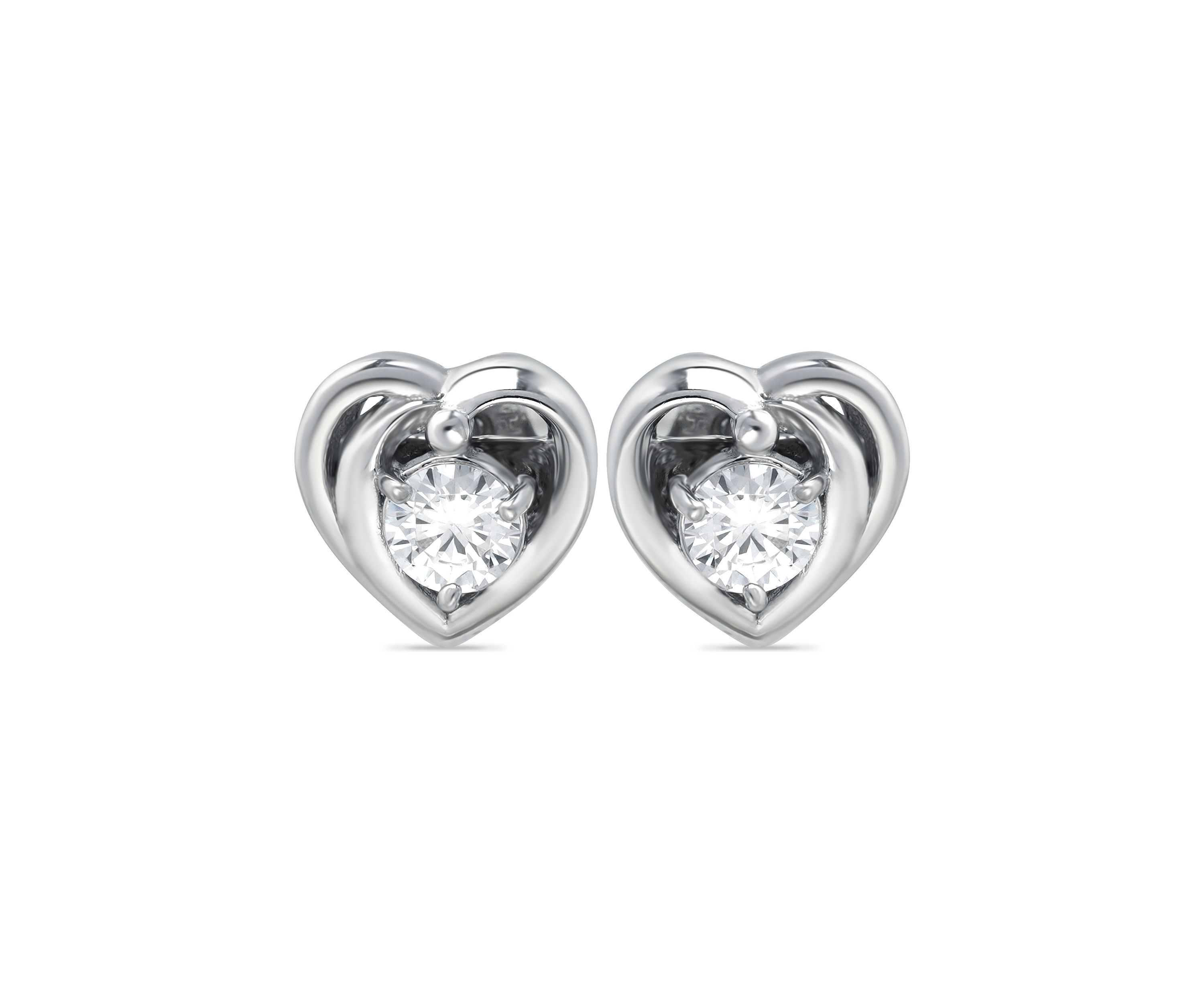 Sterling Silver CZ Heart Halo Stud Earrings