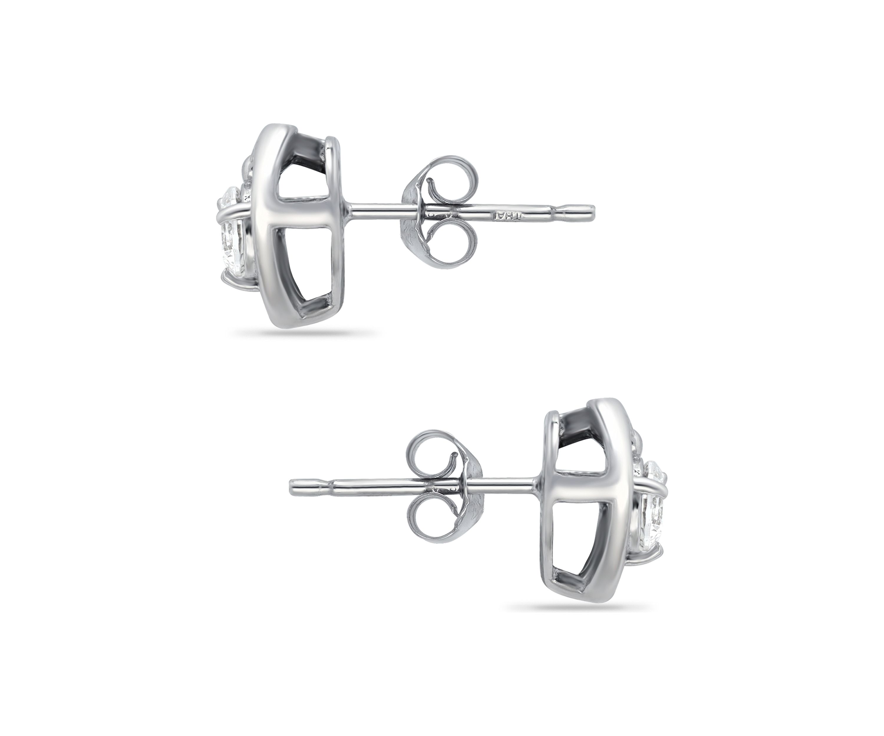 Sterling Silver CZ Heart Halo Stud Earrings