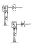 Sterling Silver CZ Solitaire Pavé Open Circle Drop Earrings