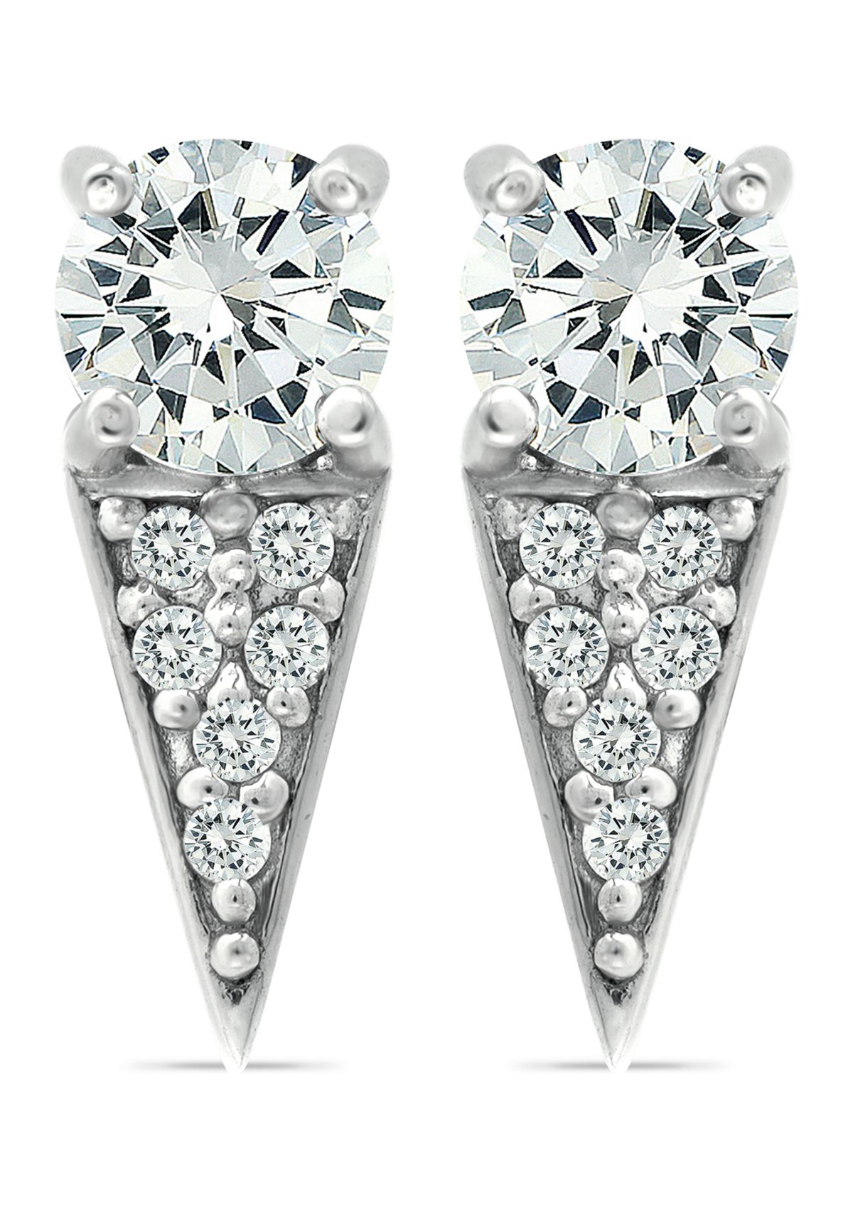 Sterling Silver CZ Pavé Dagger Drop Earrings