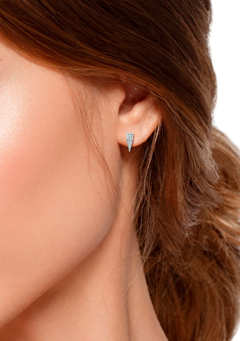 Sterling Silver CZ Pavé Dagger Drop Earrings