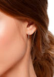 Sterling Silver Cubic Zirconia Pavé Inside Outside Click Top 28 Millimeter Hoop Earrings