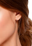 Sterling Silver CZ Pavé Inside-Outside Click Top 20mm Hoop Earrings