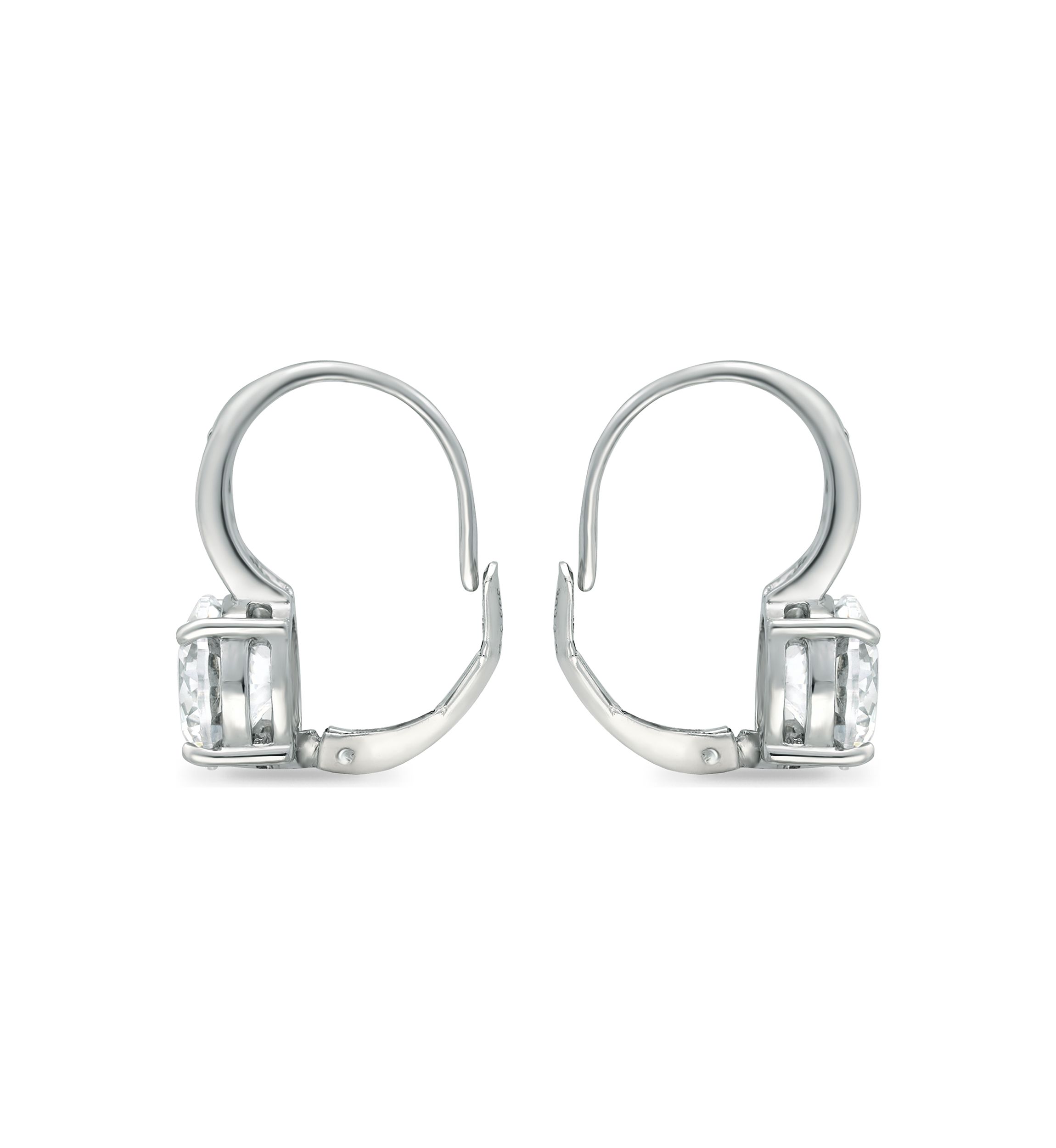 Sterling Silver 8mm CZ Fancy Lever Back Drop Earrings