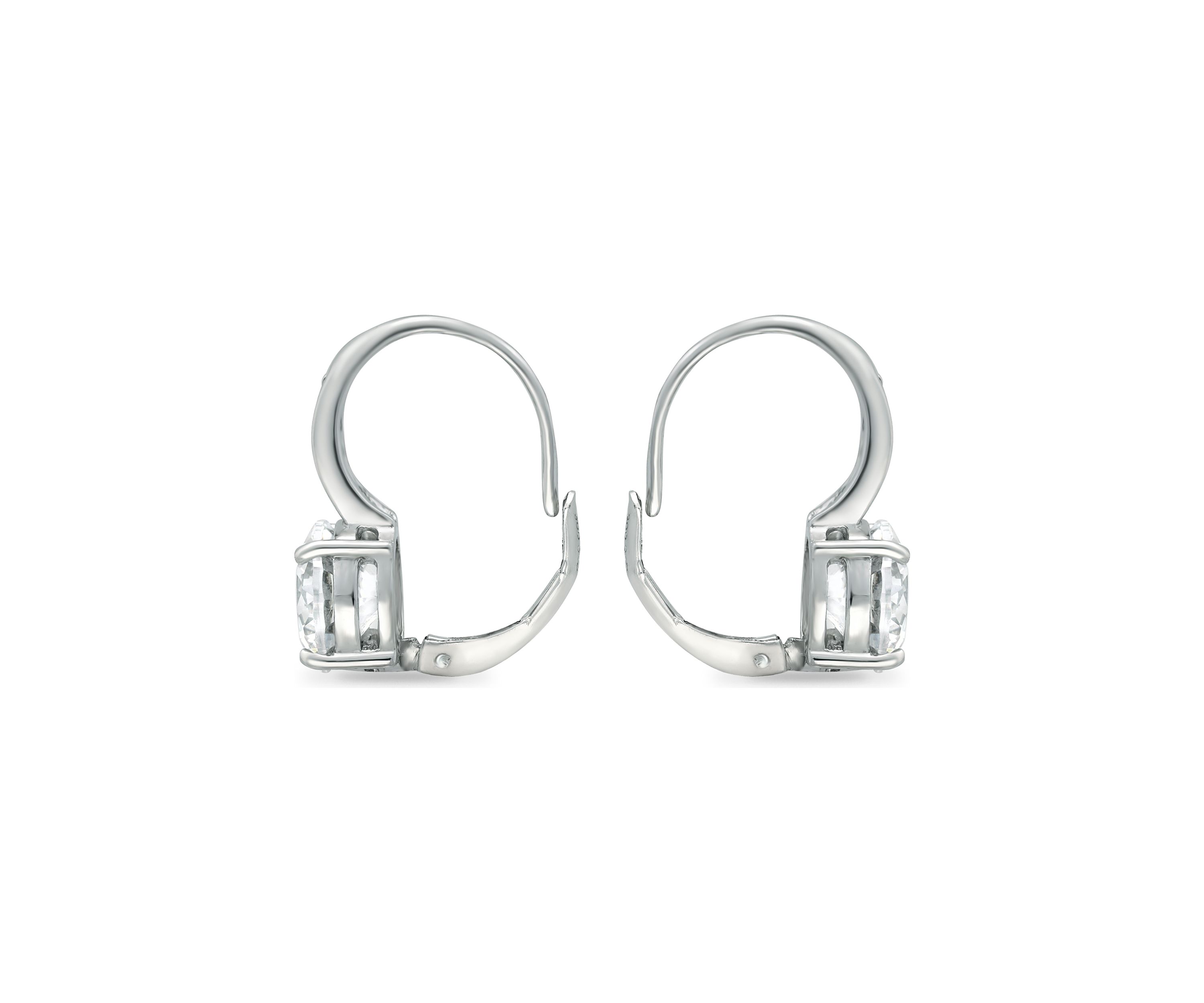 Sterling Silver 8mm CZ Fancy Lever Back Drop Earrings