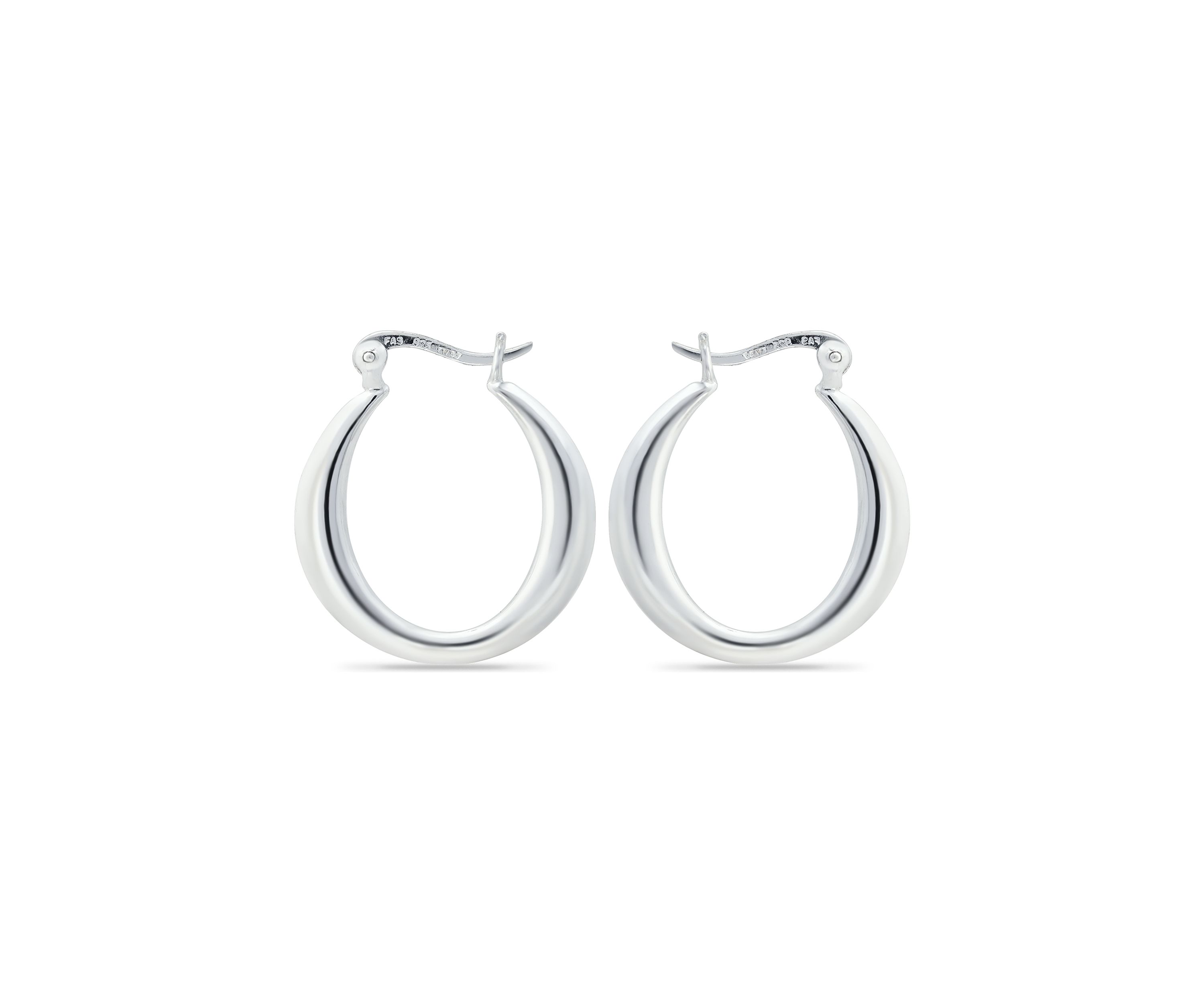 Sterling Silver Graduated Polished Click Top Hoop Earrings