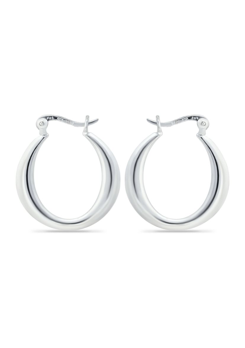 Sterling Silver Graduated Polished Click Top Hoop Earrings