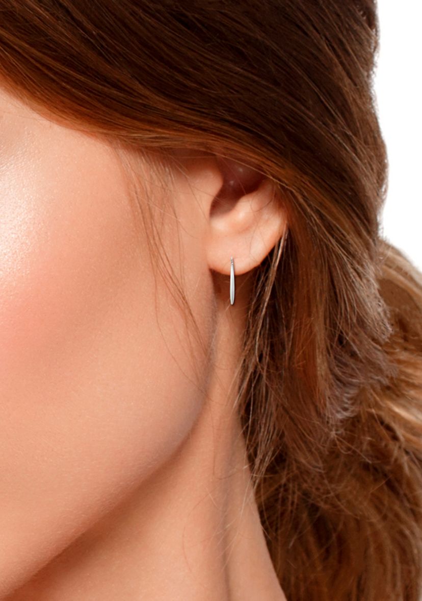 Sterling Silver Graduated Polished Click Top Hoop Earrings