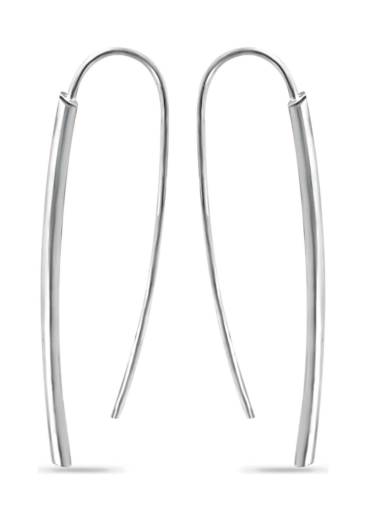 Sterling Silver Polished Tubing Dagger Medium Drop Earrings