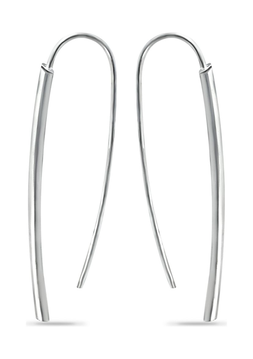 Sterling Silver Polished Tubing Dagger Medium Drop Earrings