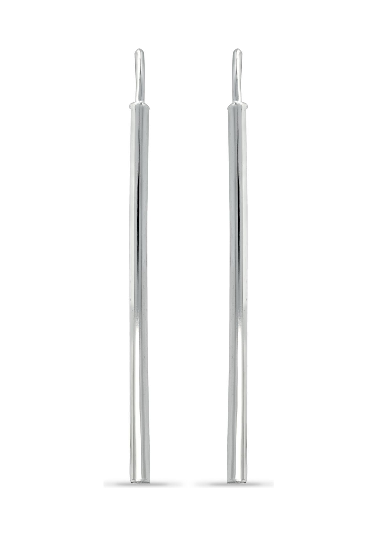 Sterling Silver Polished Tubing Dagger Medium Drop Earrings