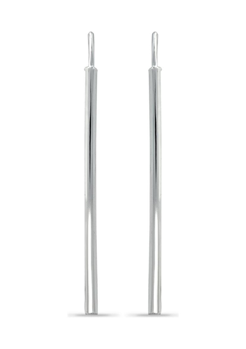 Sterling Silver Polished Tubing Dagger Medium Drop Earrings