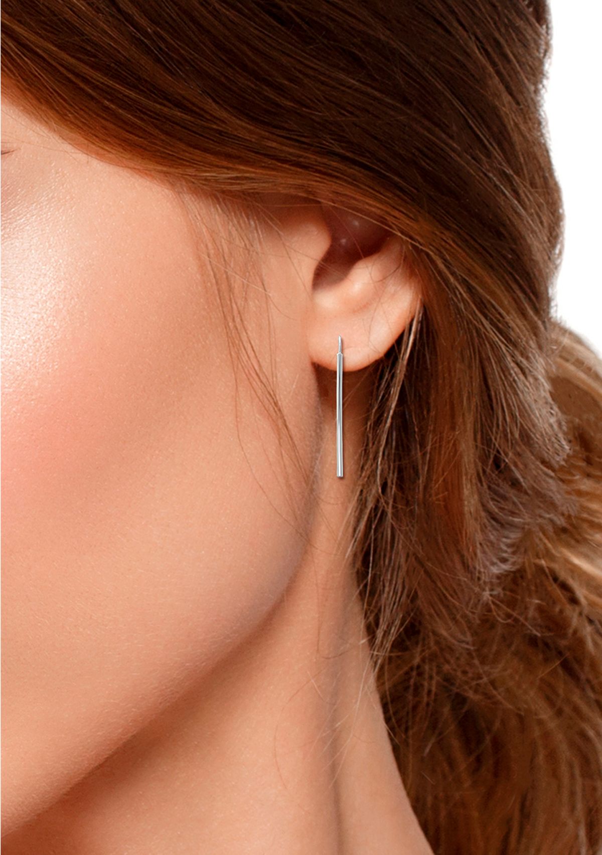 Sterling Silver Polished Tubing Dagger Medium Drop Earrings