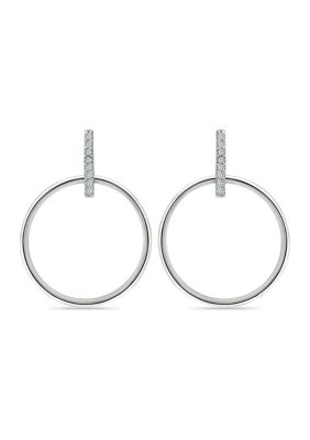 B.Brilliant Sterling Silver Polished Open Circle & CZ Earrings