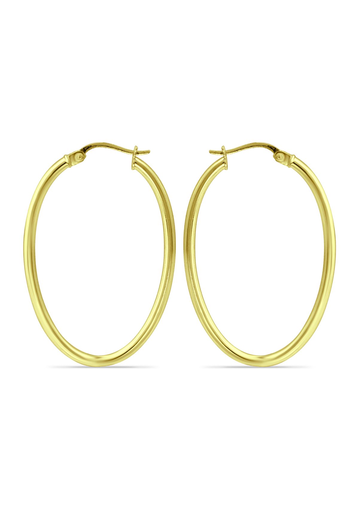 18k Gold over Silver Polished Oval Hoop Earrings
