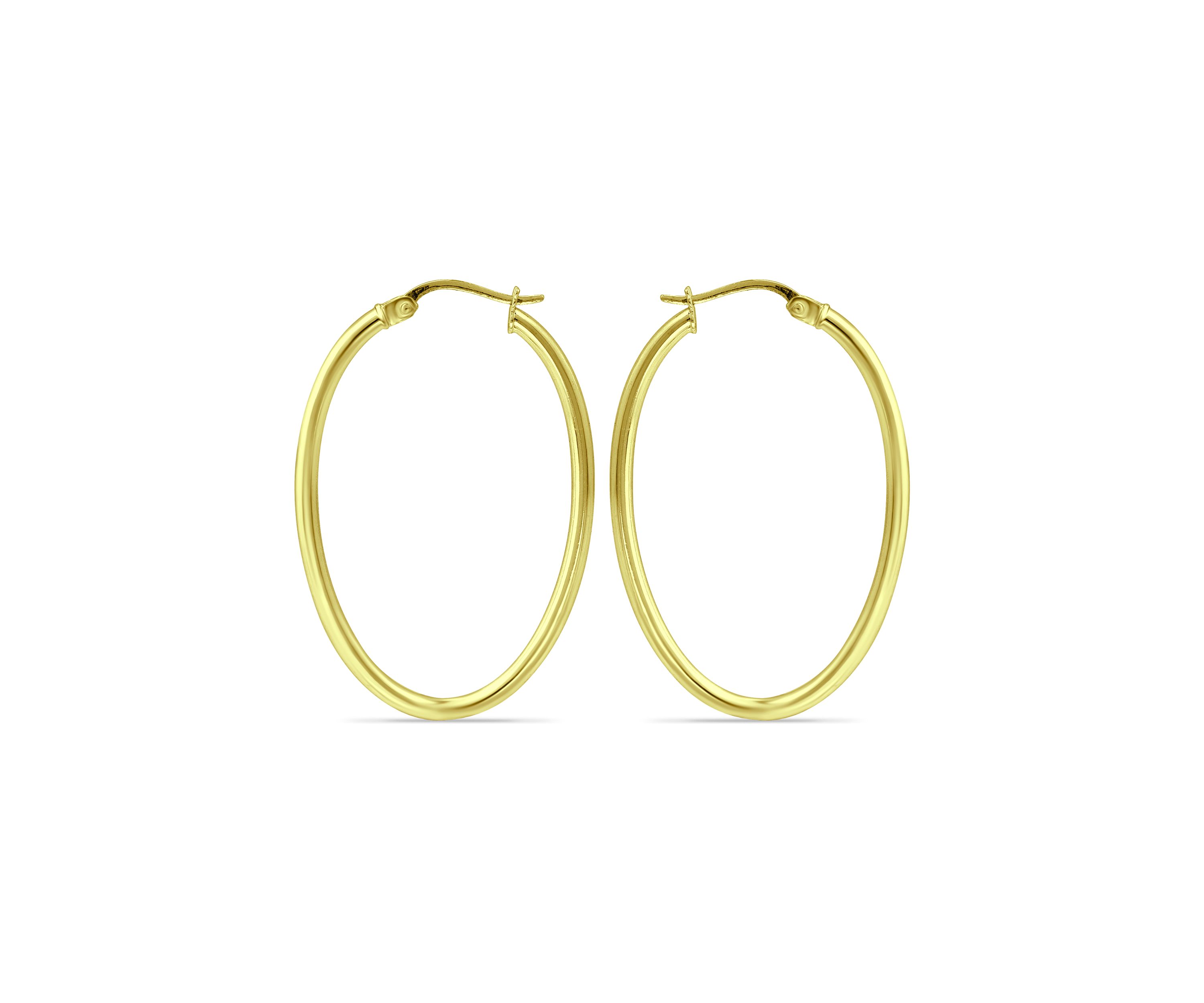 18k Gold over Silver Polished Oval Hoop Earrings