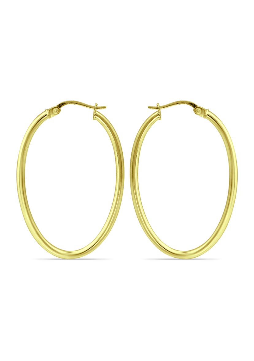 18k Gold over Silver Polished Oval Hoop Earrings
