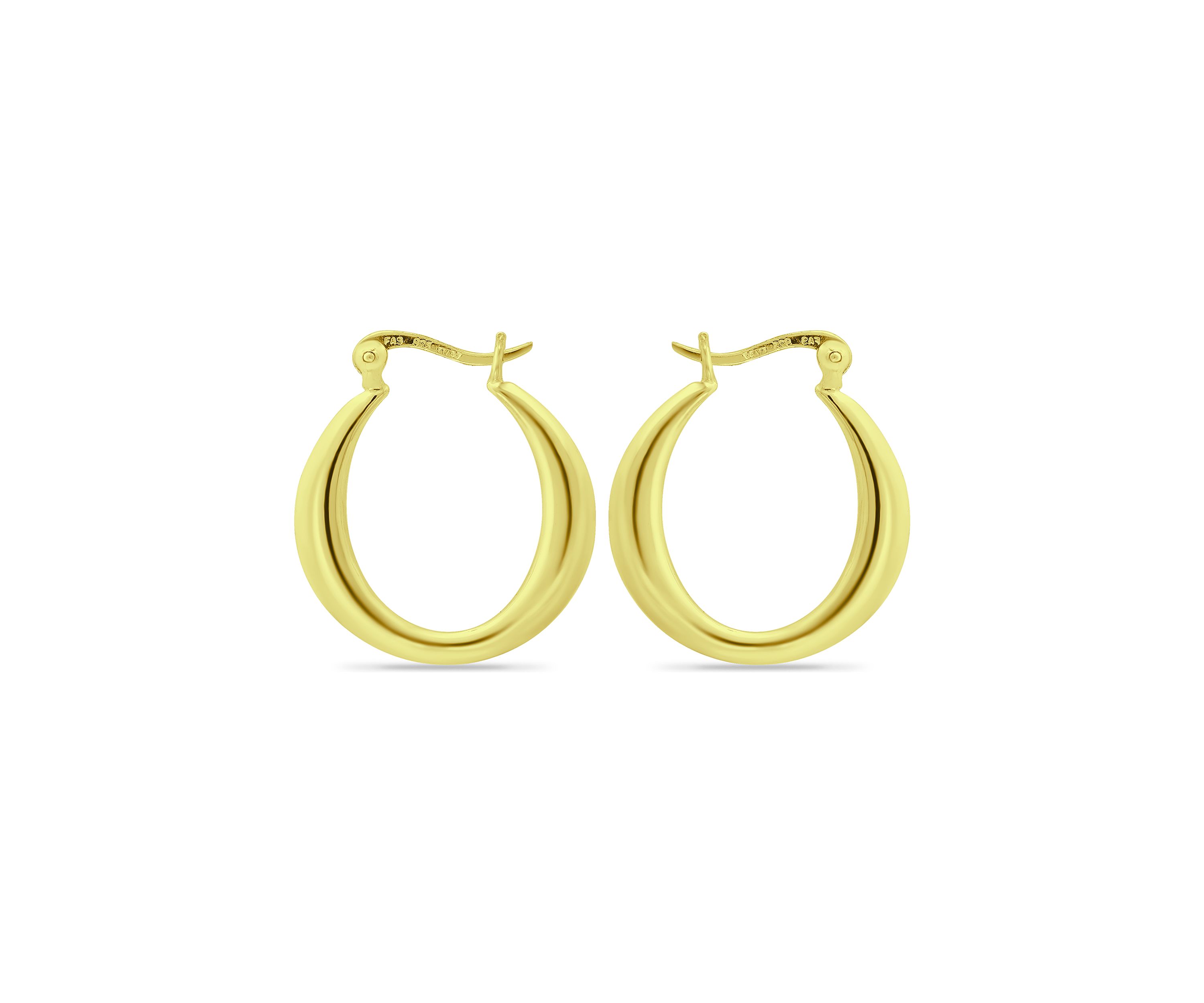 18K Gold over Silver Graduated Polished Click Top Hoop Earrings