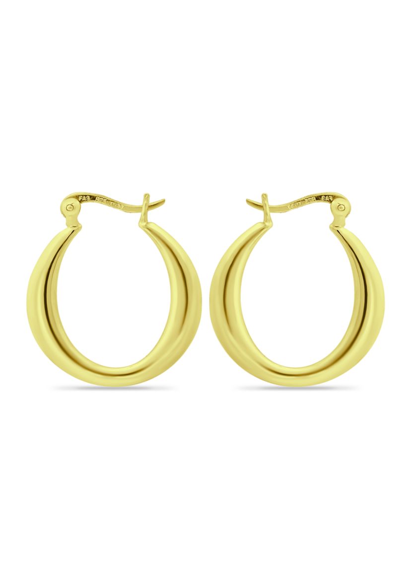 18K Gold over Silver Graduated Polished Click Top Hoop Earrings