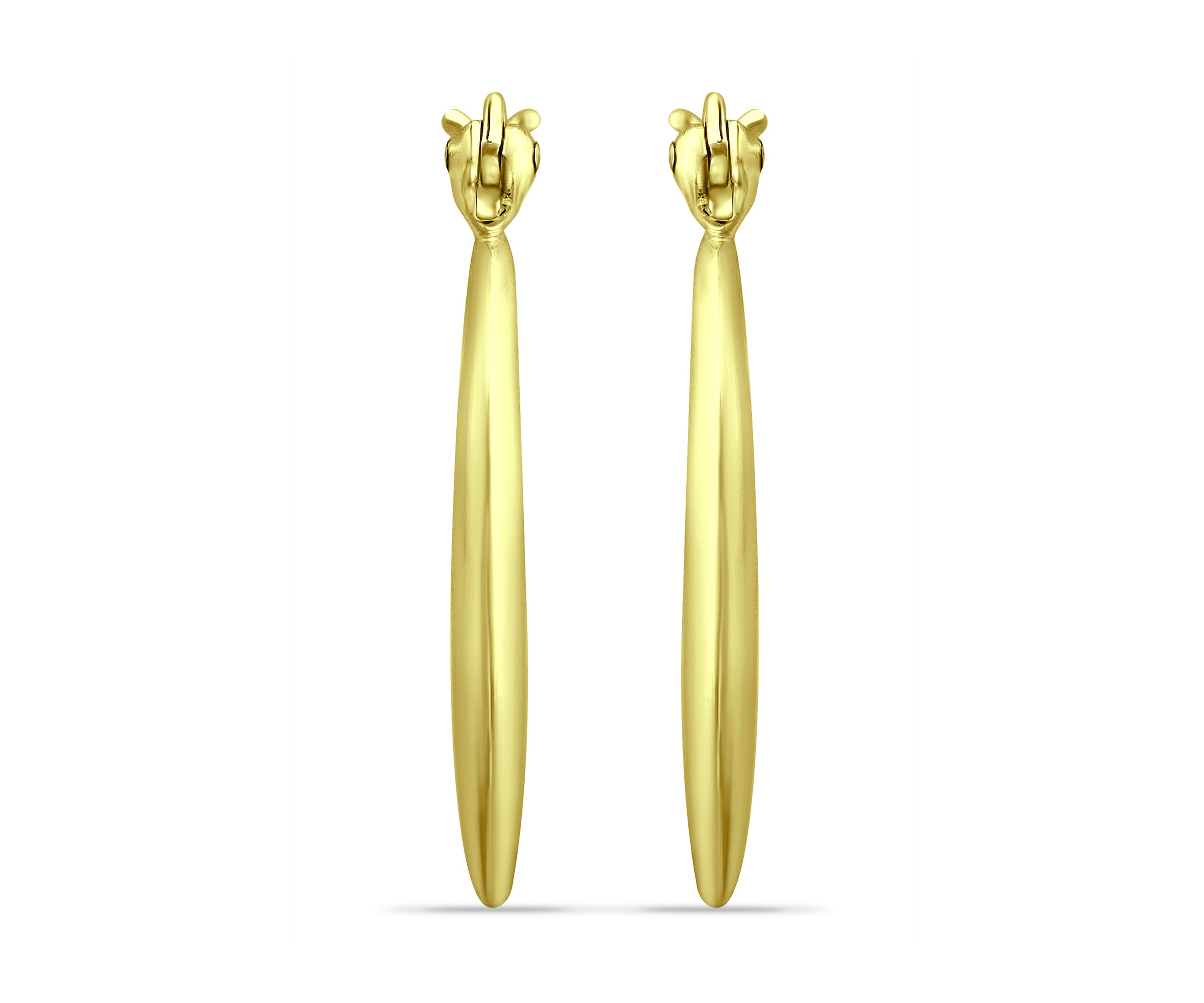 18K Gold over Silver Graduated Polished Click Top Hoop Earrings