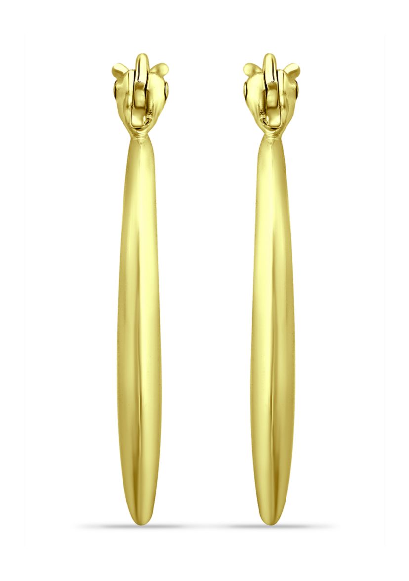 18K Gold over Silver Graduated Polished Click Top Hoop Earrings