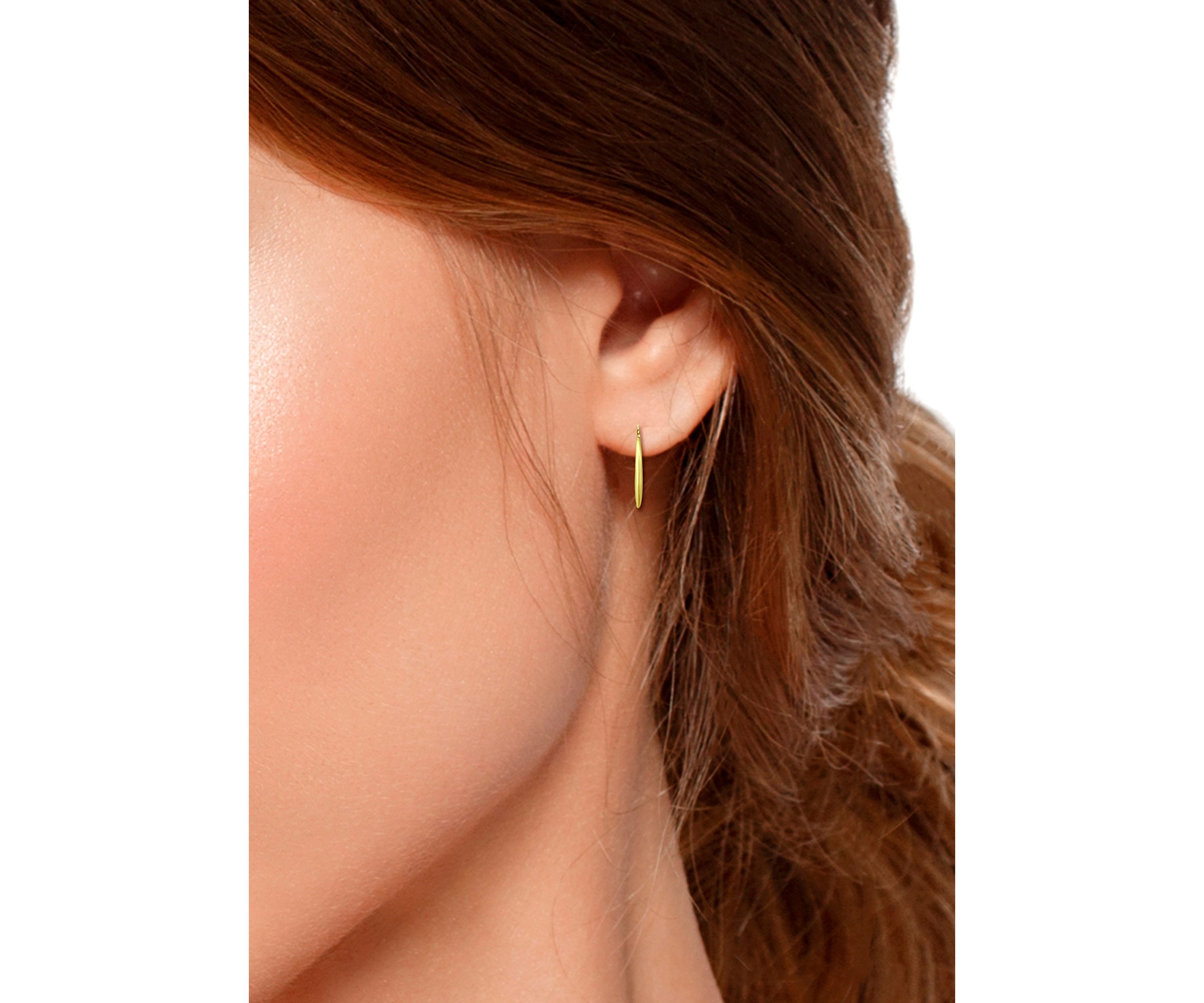 18K Gold over Silver Graduated Polished Click Top Hoop Earrings