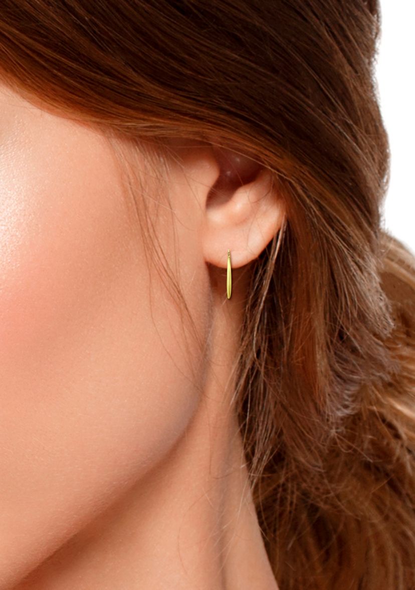 18K Gold over Silver Graduated Polished Click Top Hoop Earrings