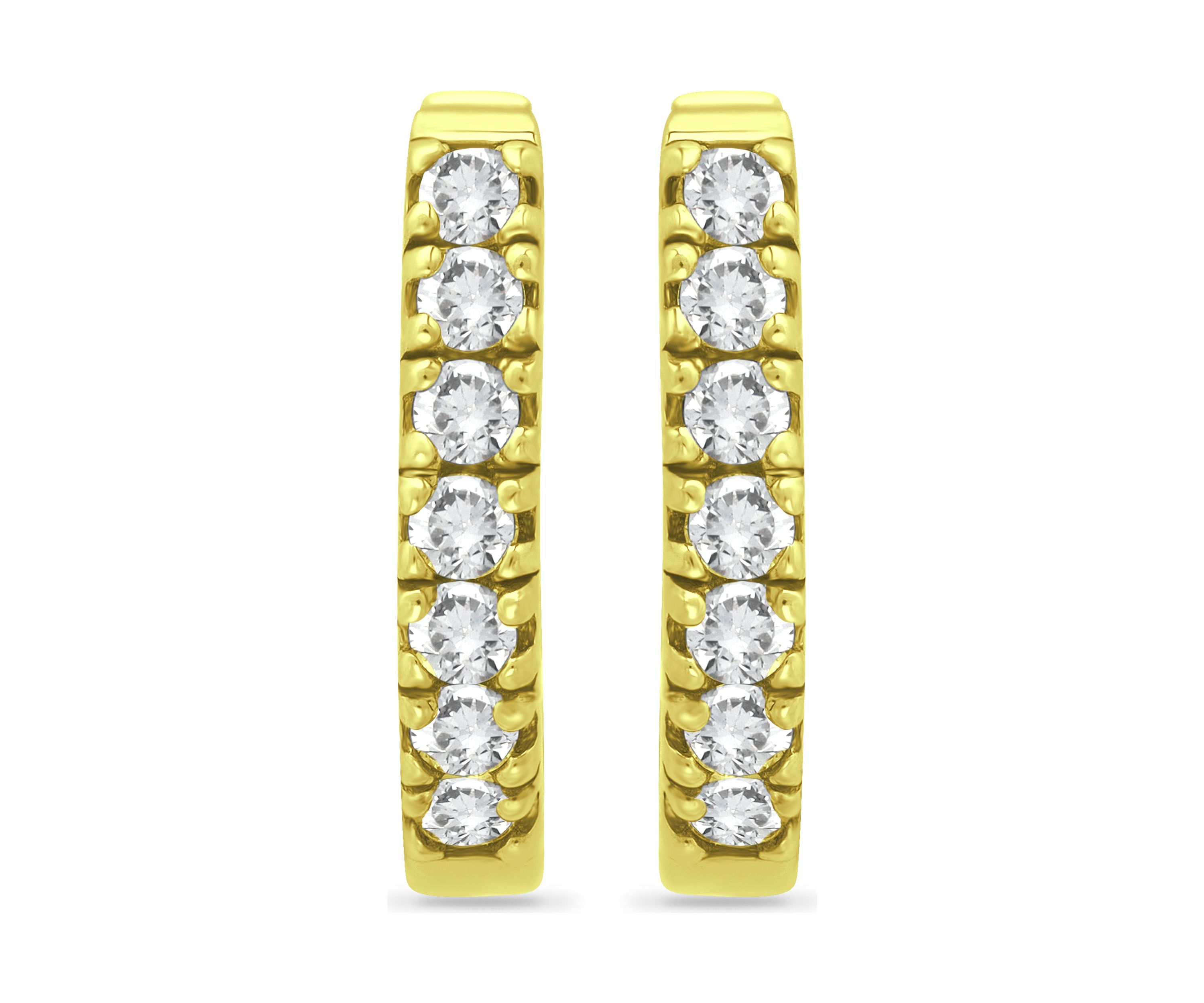 18K Gold over Silver CZ Oval Huggie Hoop Earrings