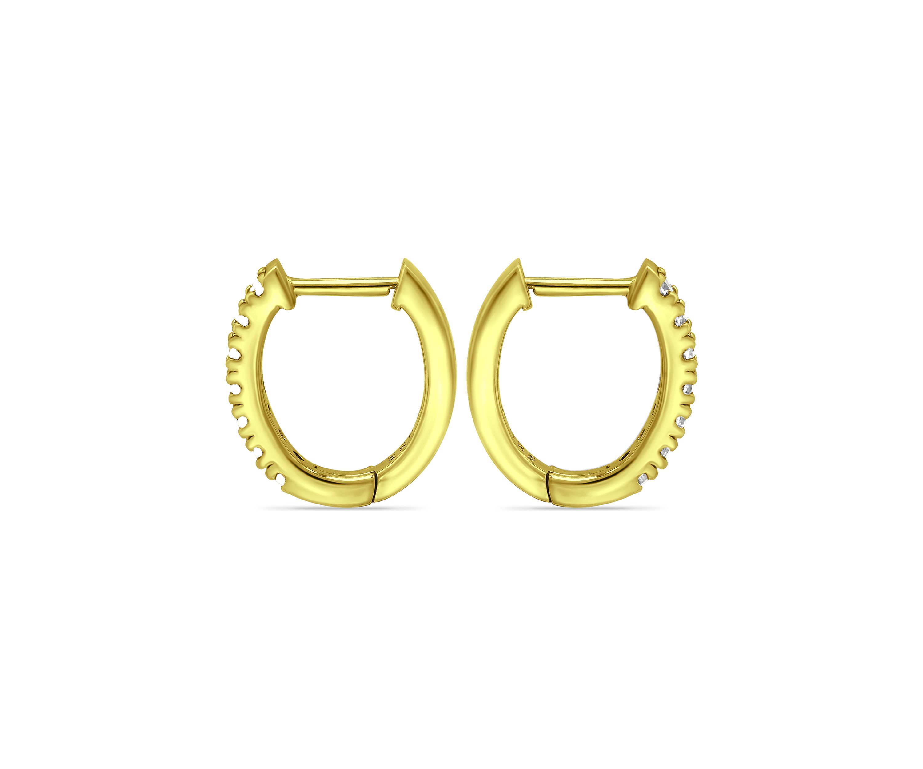 18K Gold over Silver CZ Oval Huggie Hoop Earrings