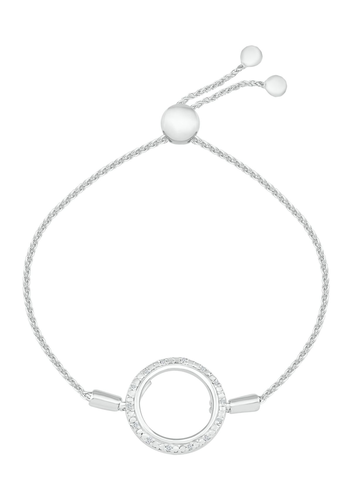 1/10 ct. t.w. Diamond Sterling Silver Fashion Bolo Bracelet