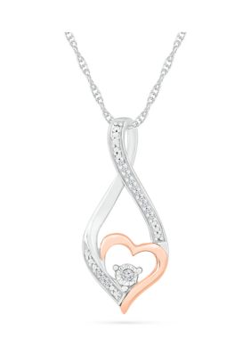 7Continents 1/10 ct. t.w. Diamond 10K Rose Gold and Sterling Silver Fashion Pendant Necklace, Pink, 18 in