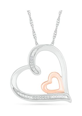7Continents 1/10 ct. t.w. Diamond 10K Rose Gold and Sterling Silver Heart Pendant Necklace, Pink, 18 in