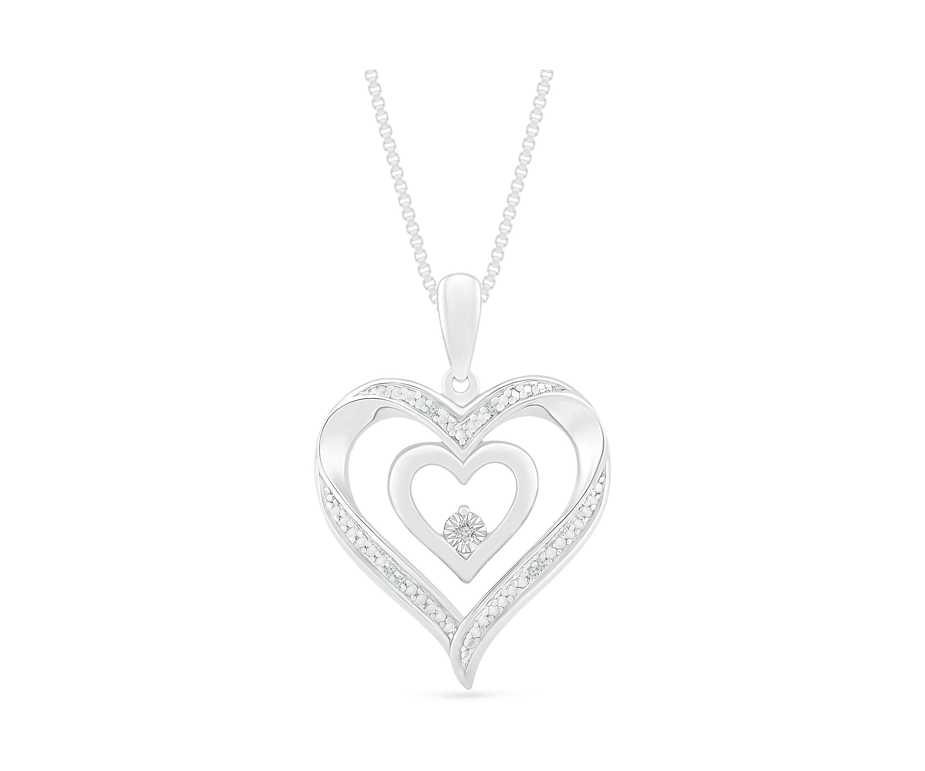  1/10 ct. t.w. Diamond  Sterling Silver Heart Pendant Necklace 