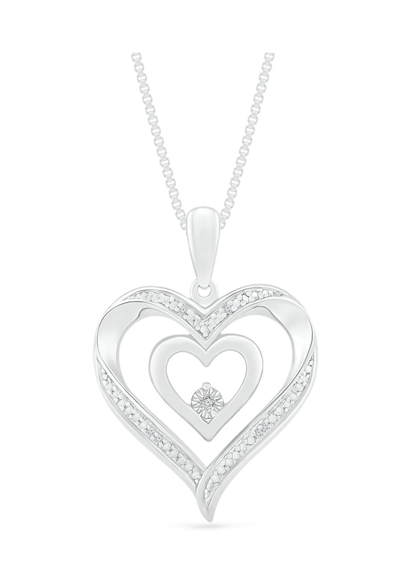  1/10 ct. t.w. Diamond  Sterling Silver Heart Pendant Necklace 