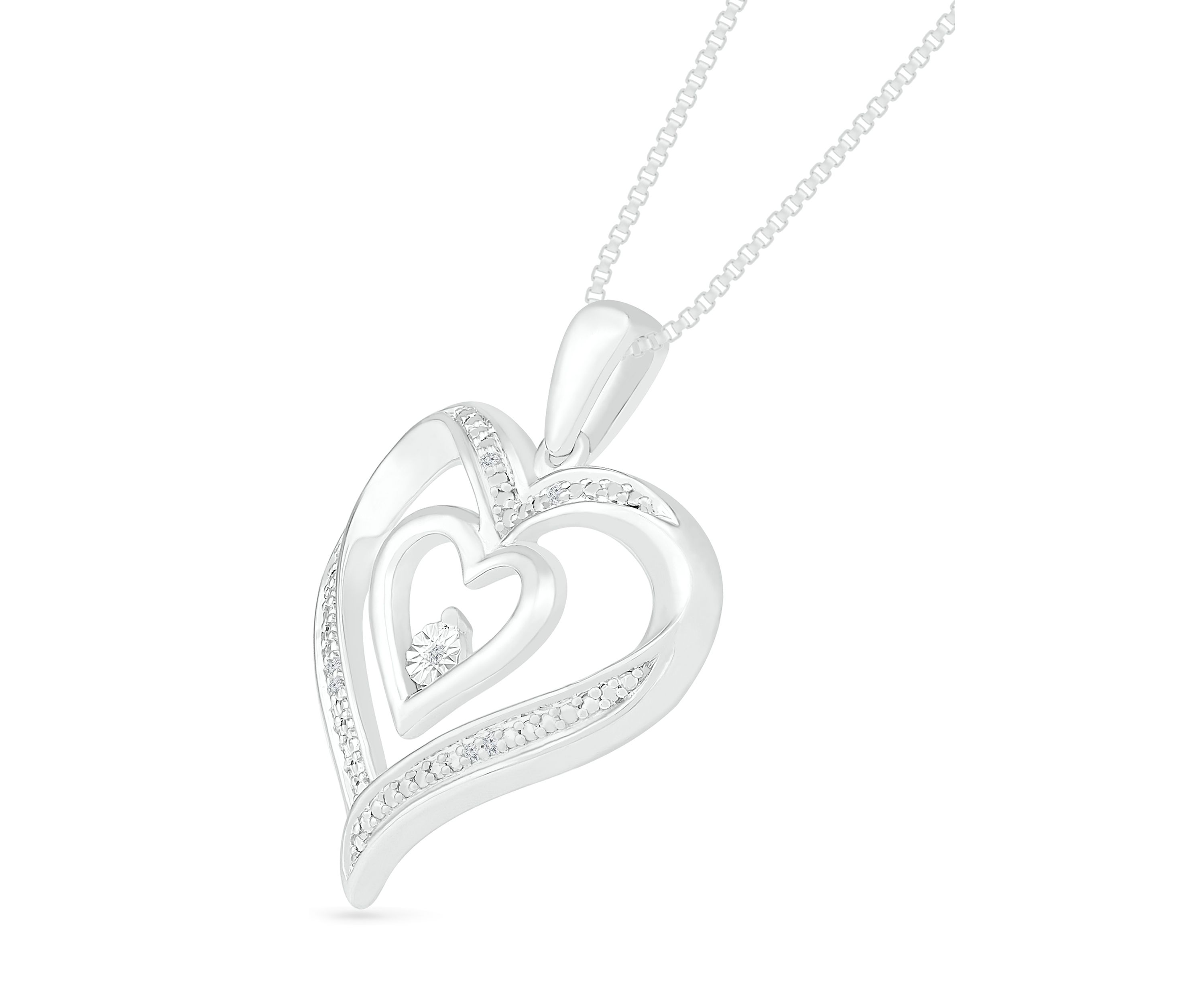  1/10 ct. t.w. Diamond  Sterling Silver Heart Pendant Necklace 