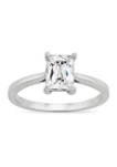 Baguette Cubic Zirconia Solitaire Ring in Sterling Silver